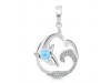 Larimar & White Topaz Dolphin & Waves Pendant LAR-RUP-20.