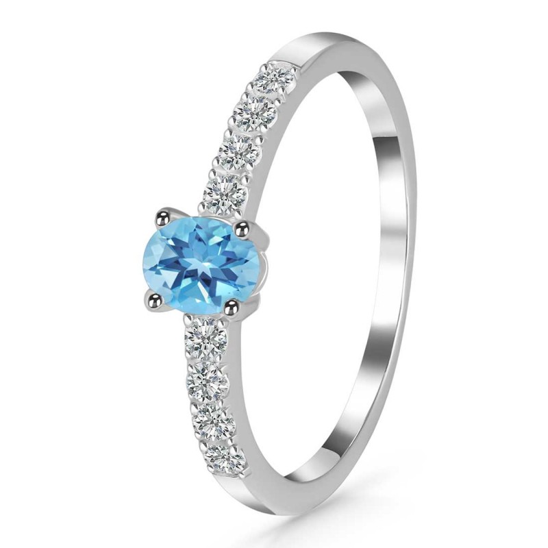 Blue Topaz & White Topaz Ring