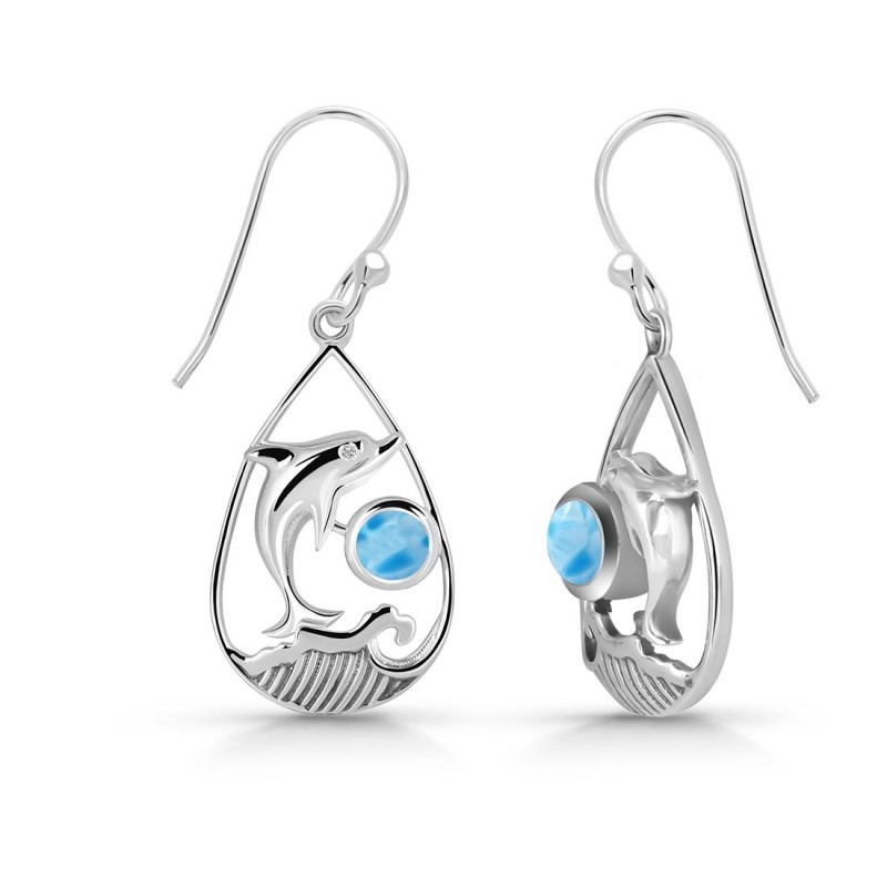 Larimar Dolphin Earring