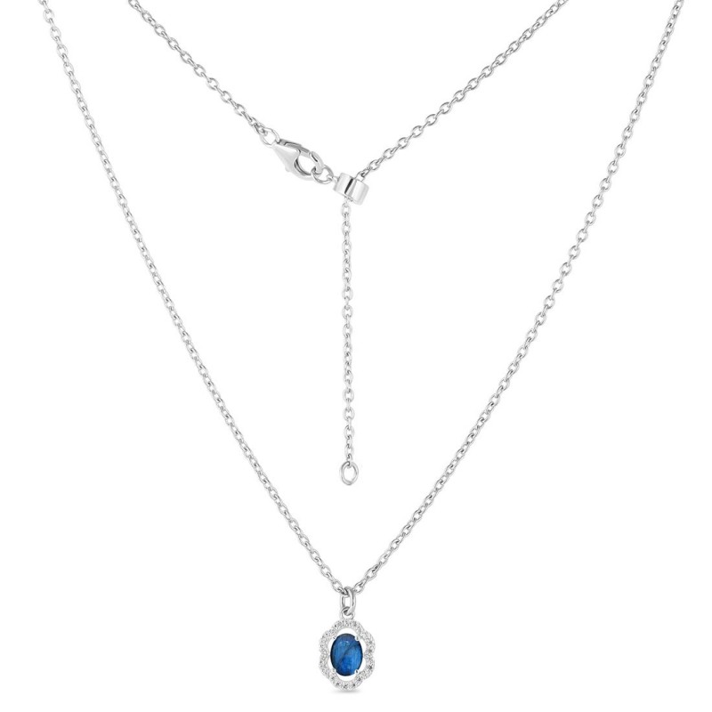 Labradorite & White Topaz Necklace With Slider Lock