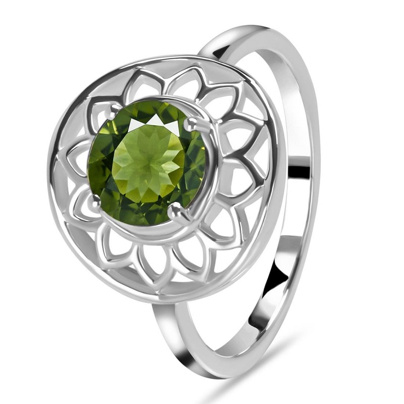 Moldavite Flower Ring