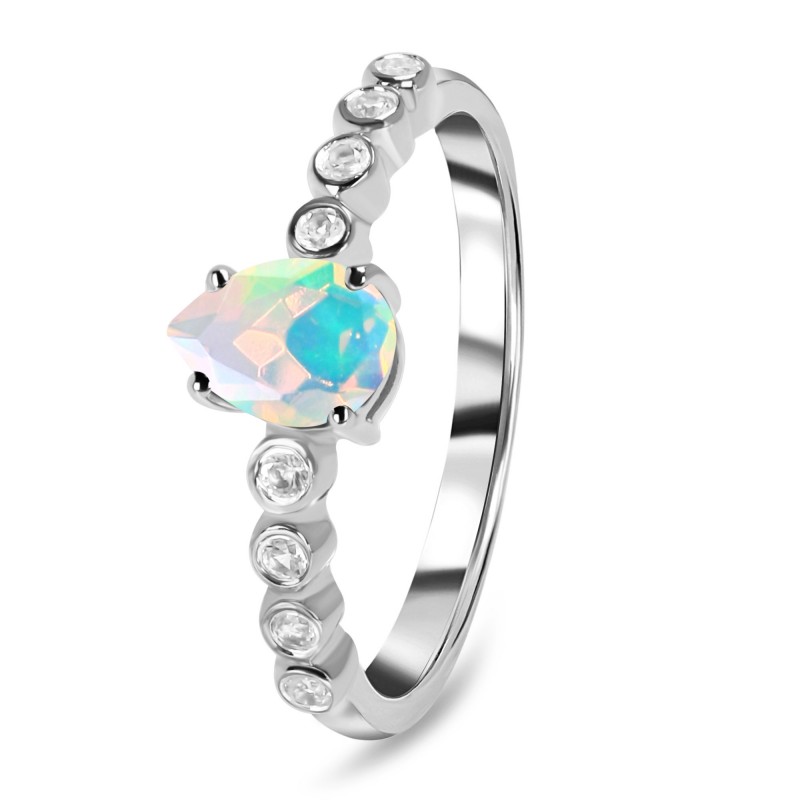 Opal & White Topaz Ring