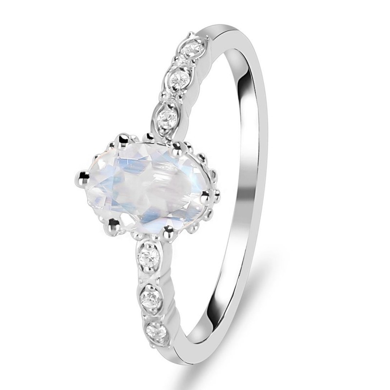 Moonstone & White Topaz Ring