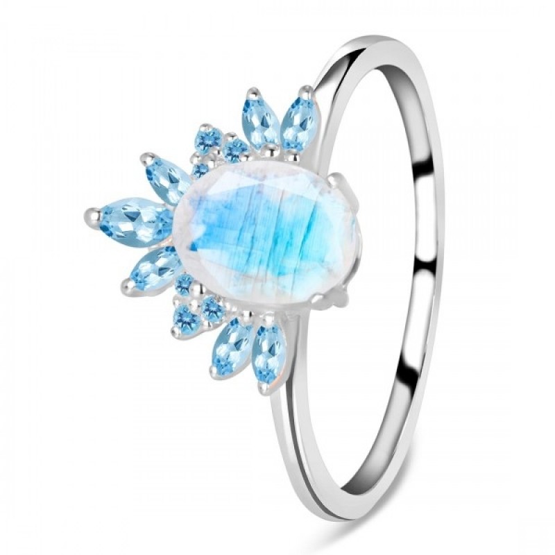 Moonstone & Blue Topaz Ring