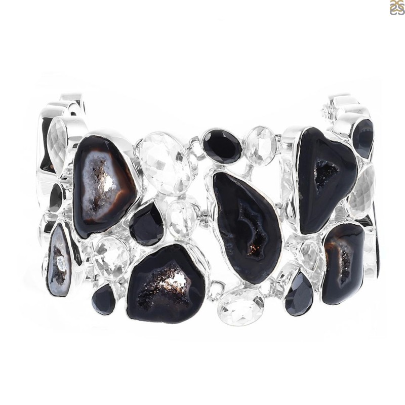 Buy 925 Sterling Silver Black and Beads Nazariya Bracelet for Kids