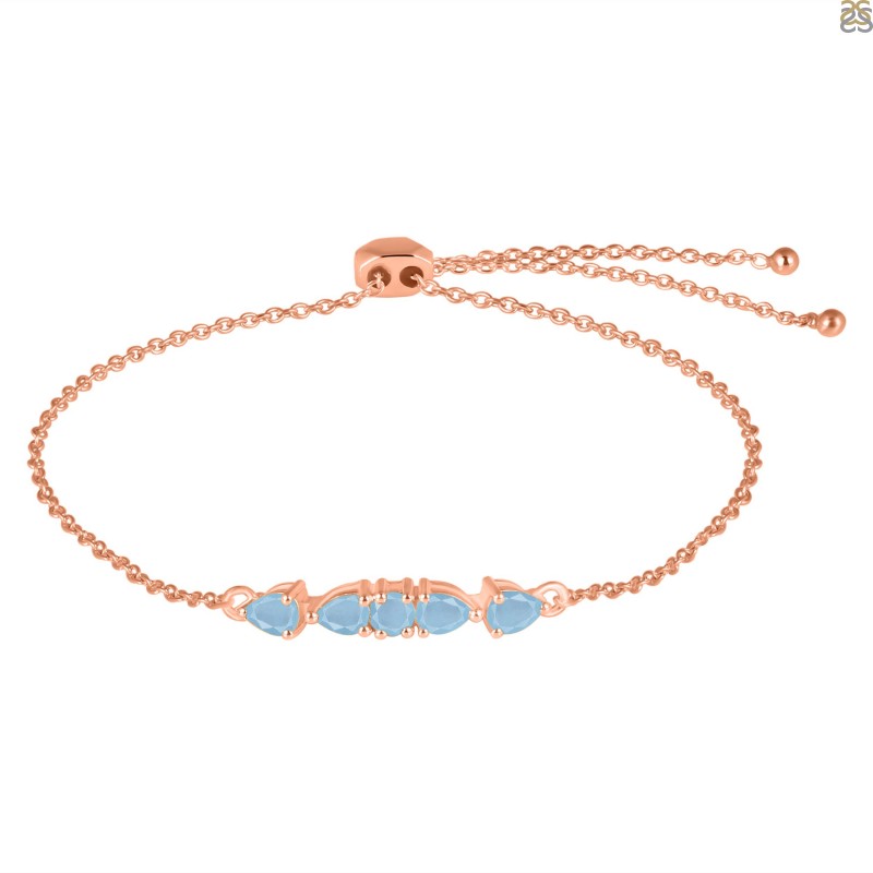 Daisy Chain Bracelet in Blue Gemstones & Gold, J'Adorn Designs Jewelry