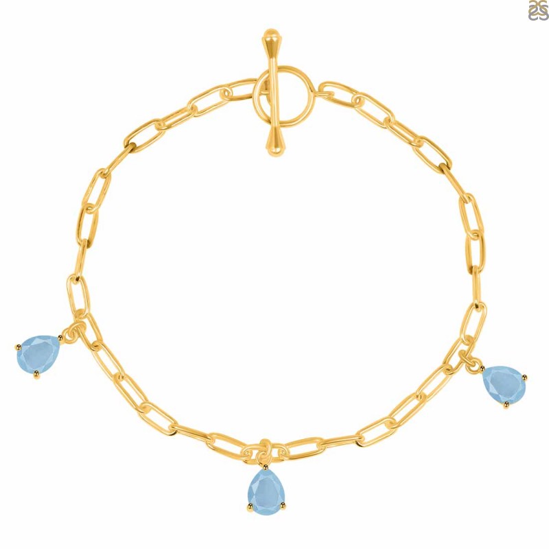 Handmade aquamarine rosary bracelet in 18k yellow gold. | AHEE Jewelers