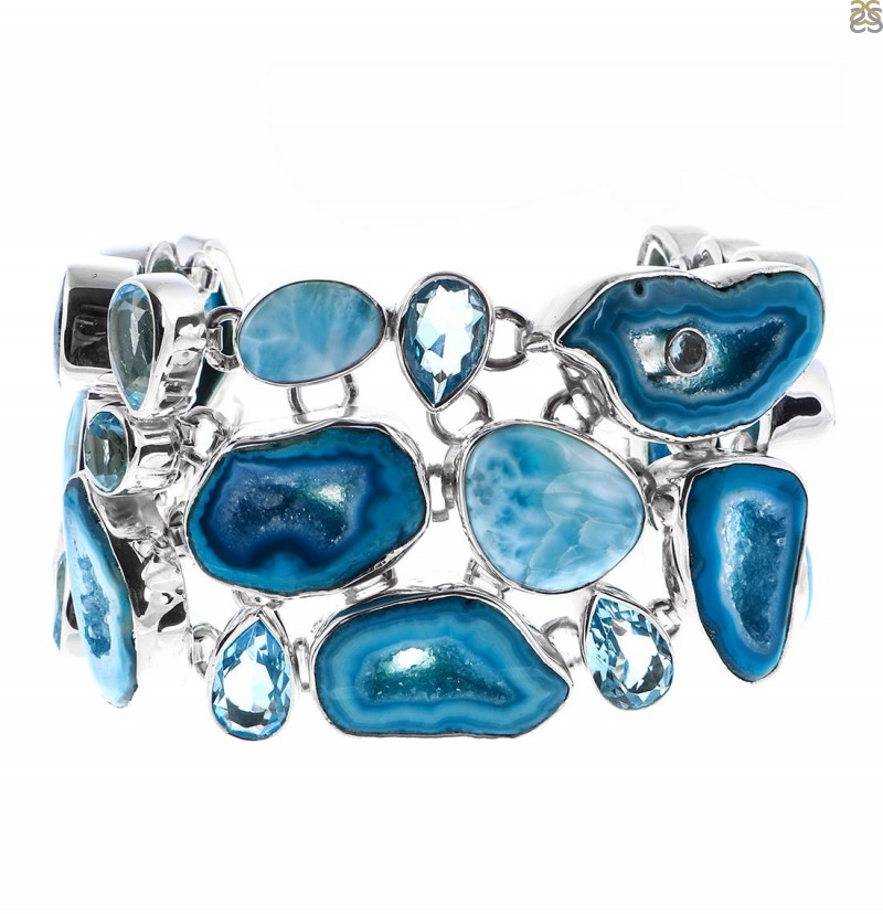 Blue Topaz Bracelet Sterling Silver 7.25