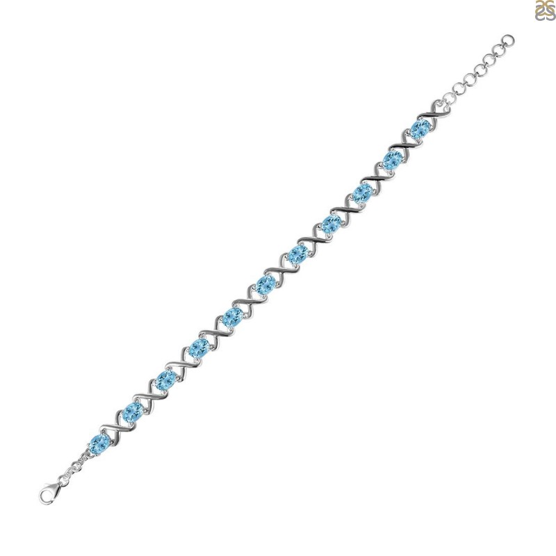 925 Sterling Silver Swiss Blue Topaz diamond Bracelet – Cailin's Fine  Jewelry Gifts