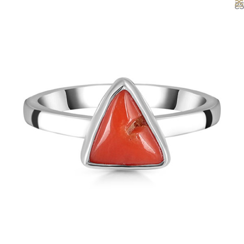 Buy Tringle Shape Red Coral Ring, Red Coral Gemstone Ring, 925 Sterling  Silver Ring Jewelry, Artisan Handmade Gemstone Ring Online in India - Etsy