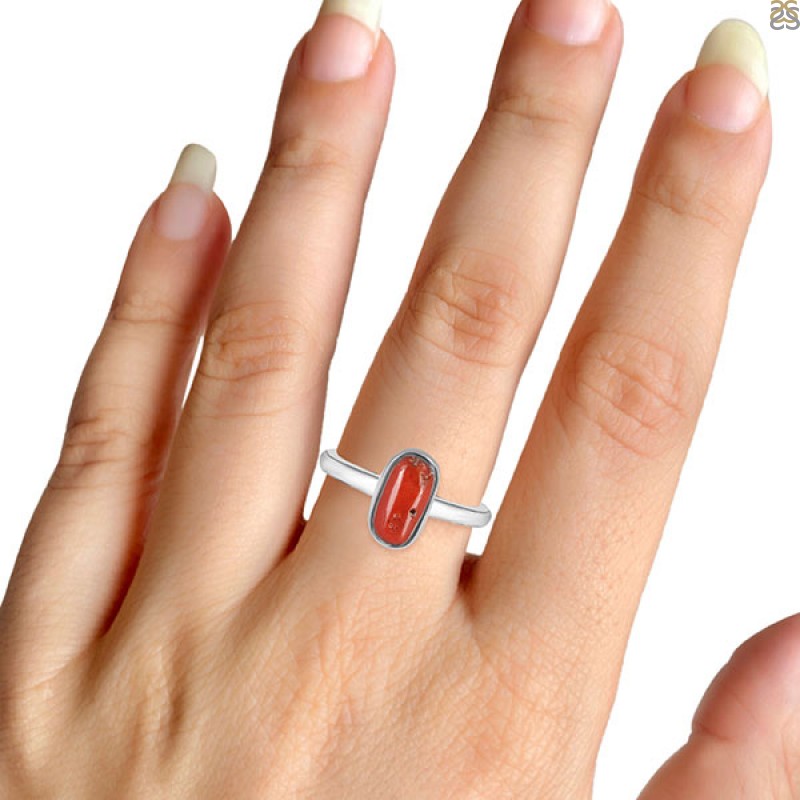 Men's Handmade Crushed Coral Inlay Ring | Burton's – Burton's Gems and Opals