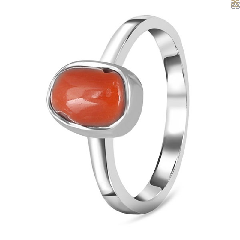 Red Coral Ring-R-Size-6 (COR-2-23) | Rananjay Exports