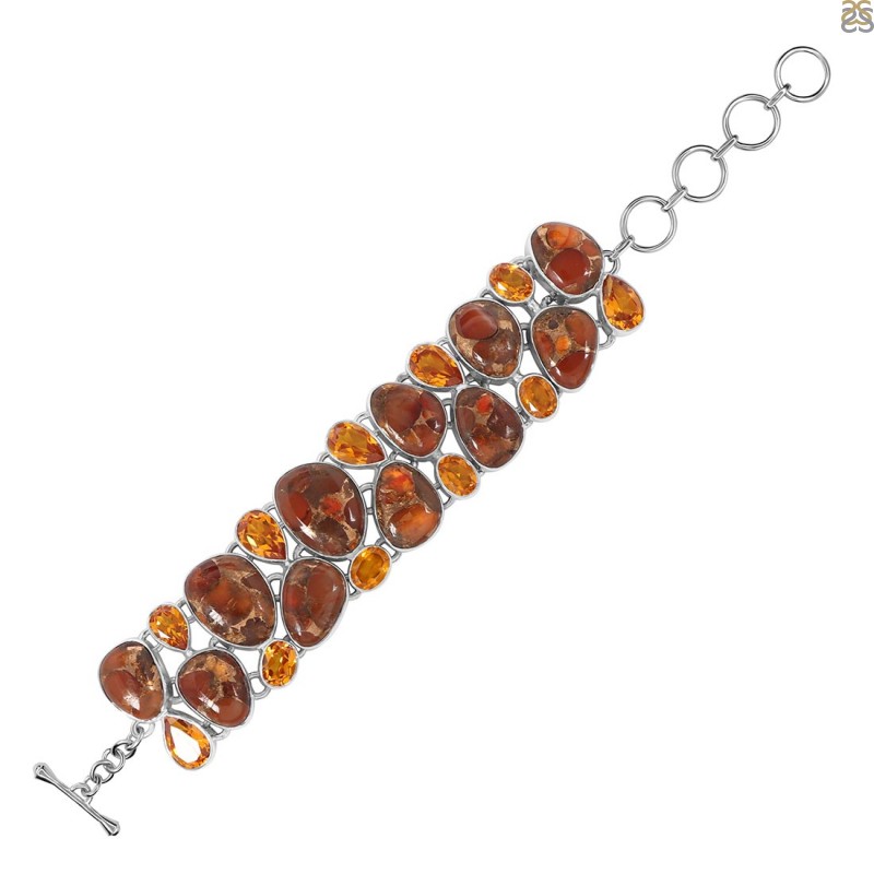 Orange & Gold Beaded Bracelet Set – Reinventing Glamour