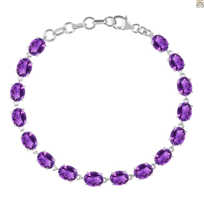 Amethyst Gemstone Bracelet | Amethyst Crystal | LineologyAmethyst Gemstone  Bracelet Natural Healing Crystal Stone for Men & Women 18 Gram (Size 8 mm  ,Color: Purple) -