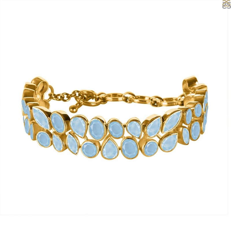 Kay Aquamarine Quinceañera Birthstone Bolo Bracelet 10K Yellow Gold 9.5