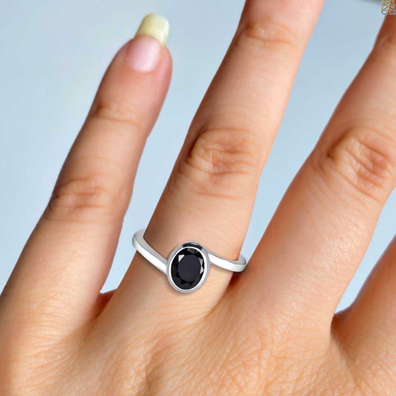 Basic Sterling Silver Ring with Onyx Stone