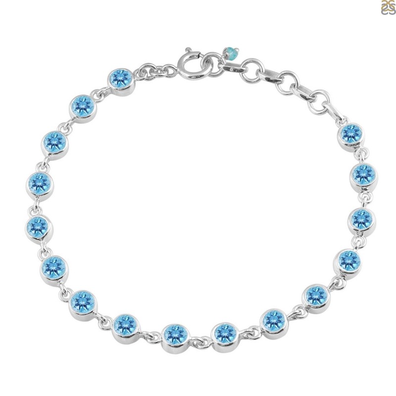 Blue Topaz & Topaz Gemstone 925 Sterling Solid Silver Tennis Bracelet  Sb1022 – Online Gemstone & Jewelry Store By Gehna Jaipur