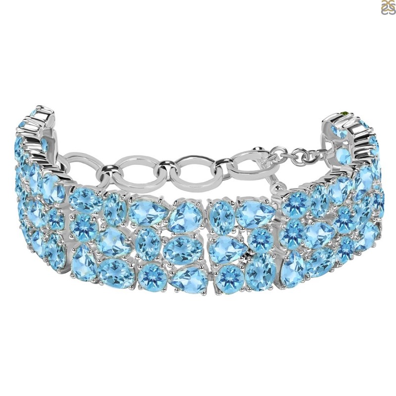 Blue Topaz Bracelet Silver Blue Topaz Bracelet December Birthstone Blue  Topaz Jewelry Natural Blue Topaz - Etsy