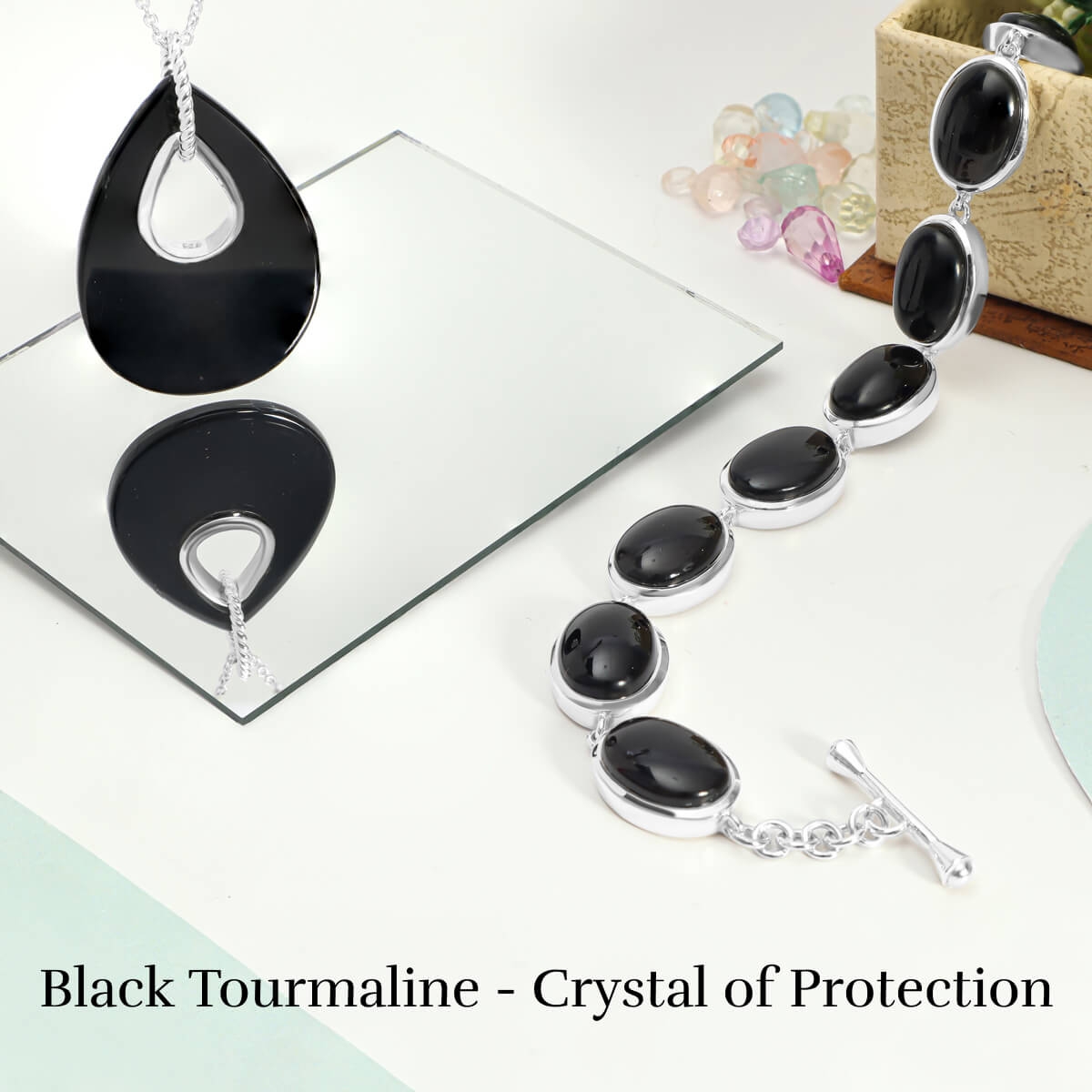 Black Tourmaline Earrings, Black Gems Stud, Protection Stone